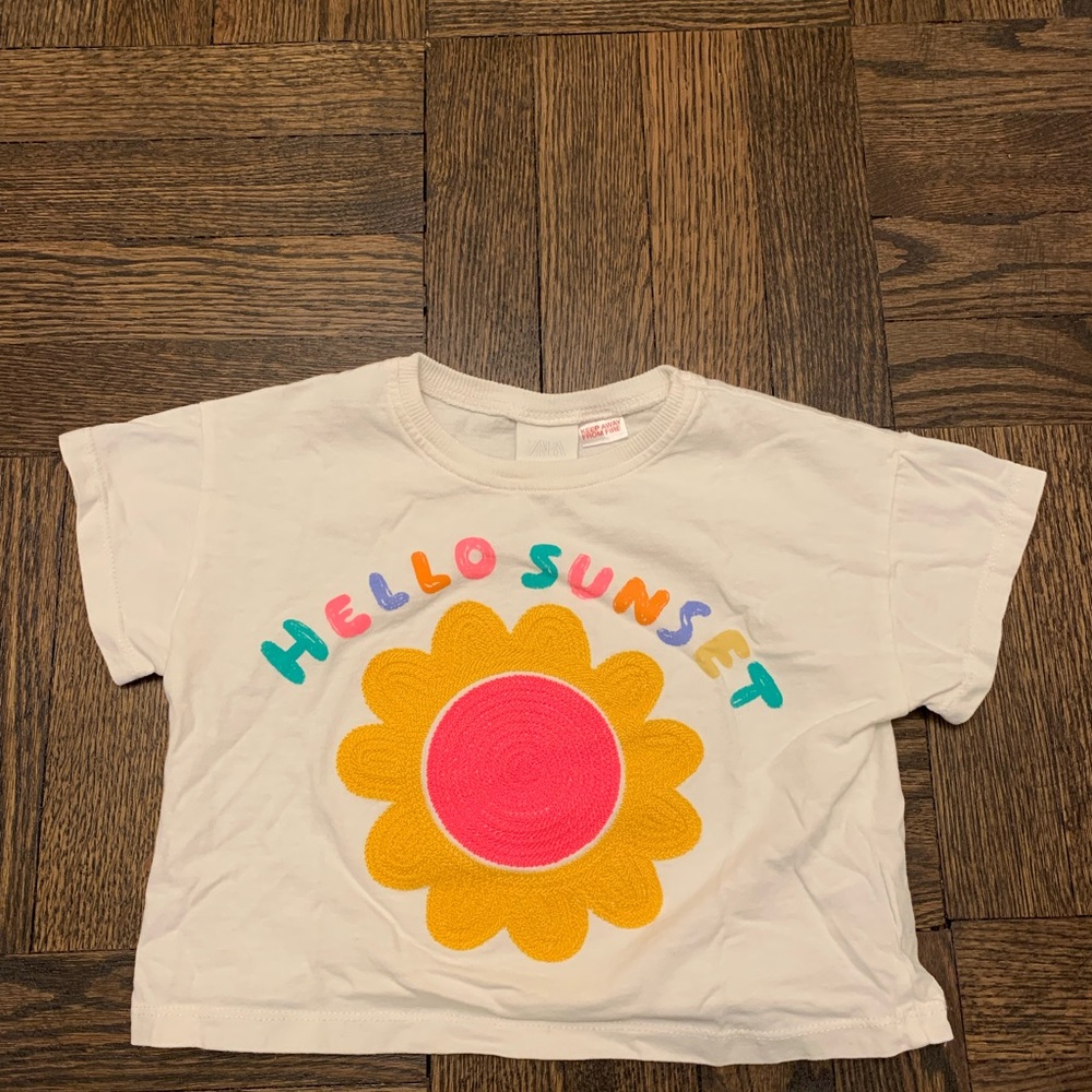 Zara Hello Sunset Kids White T-Shirt